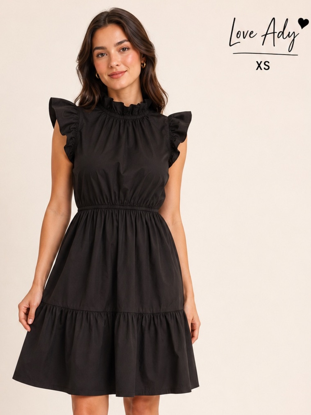 LOVE ADY DRESS High Ruffle Neck Tiered Skirt Sleeveless Feminine Goth  SZ XS
